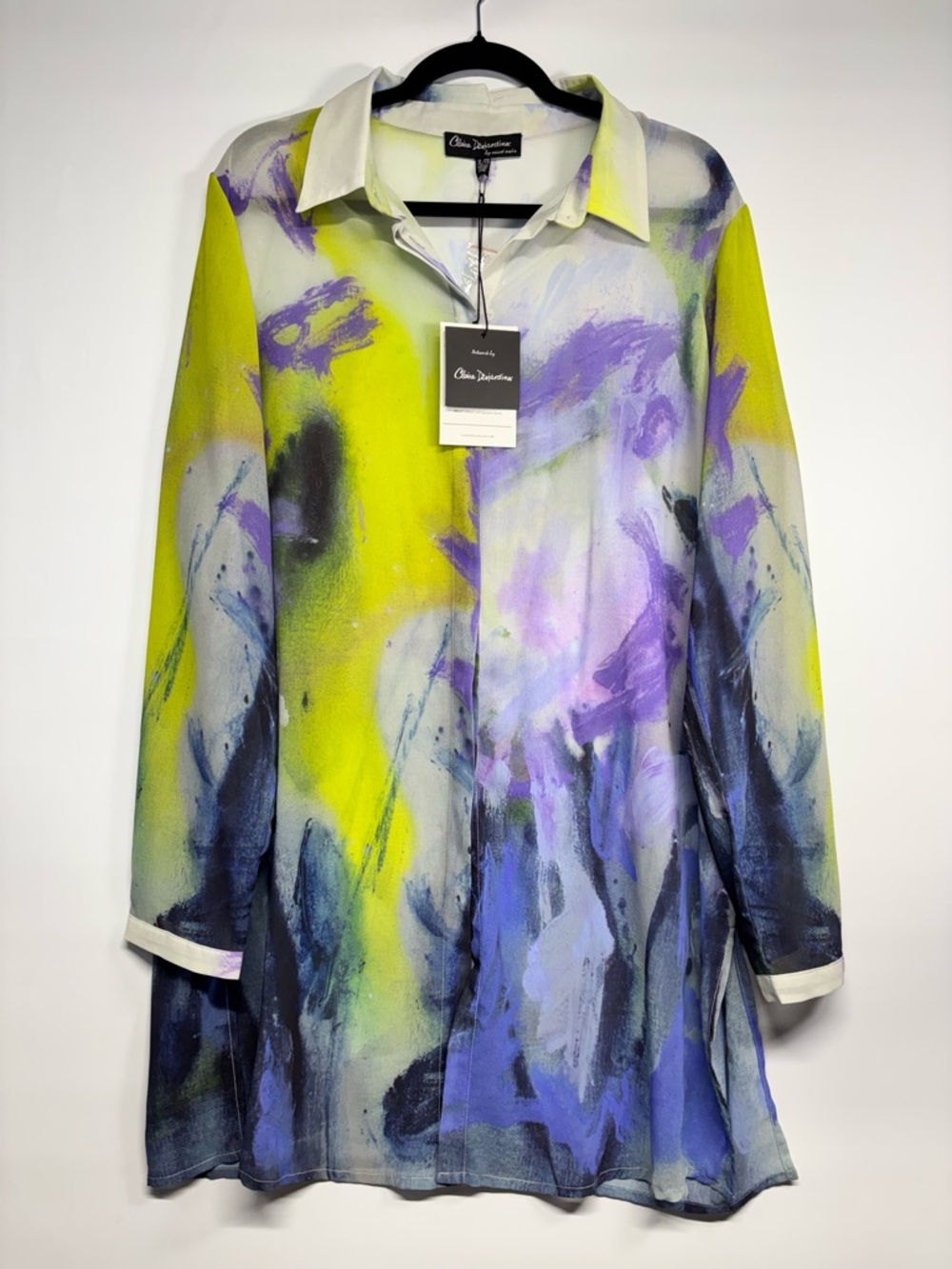 ✨ Claire Desjardins Artist Print Tunic Length Blouse In Multicolor Size XL -NWT - Picture 5 of 16